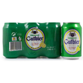 A six-pack of Panache Lemon Gutbier beer, with each can containing 330ml of the beverage. The packaging is predominantly green with the brand name and lemon graphics visible.