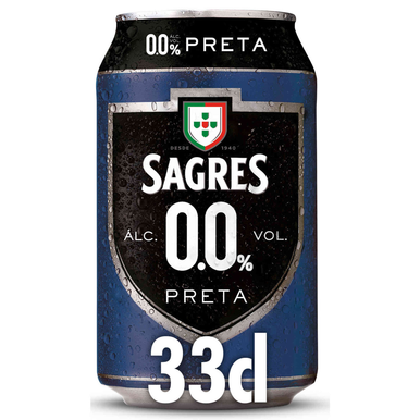 Sagres Black Non-Alcoholic Beer – 330ml Bottle (0.0% ABV) | Alcohol-Free Portuguese Dark Lager