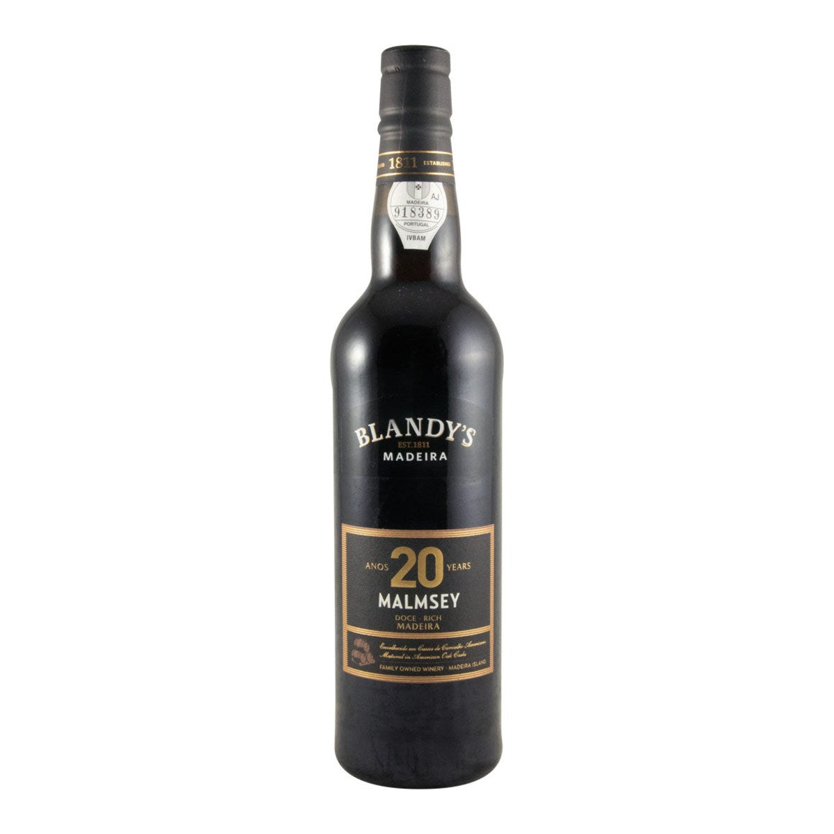 Blandy's 20 Year Old Malmsey Madeira Wine 500ml 20% ABV