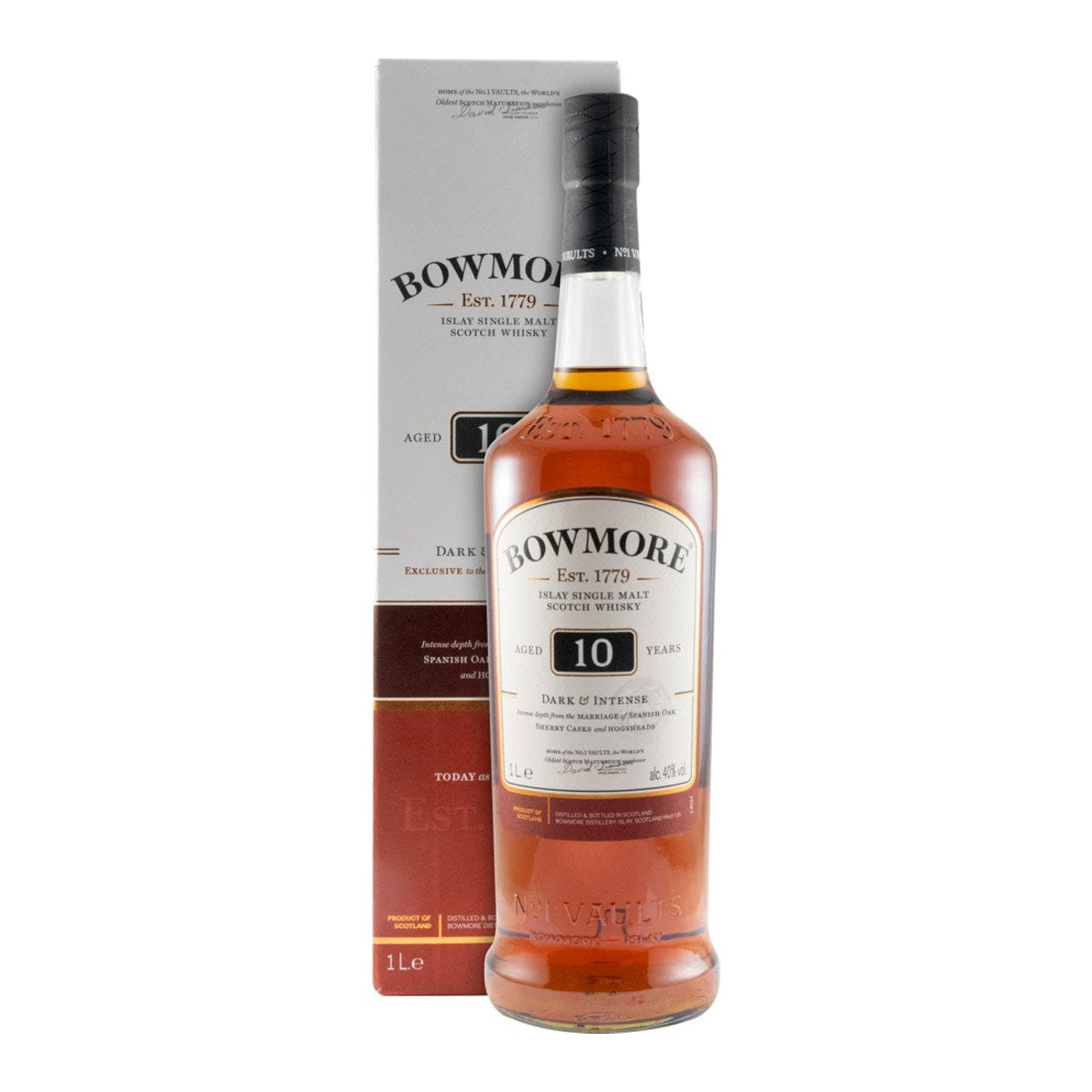 Bowmore 10 Year Old Dark & Intense Single Malt Scotch Whisky 1L 40% ABV