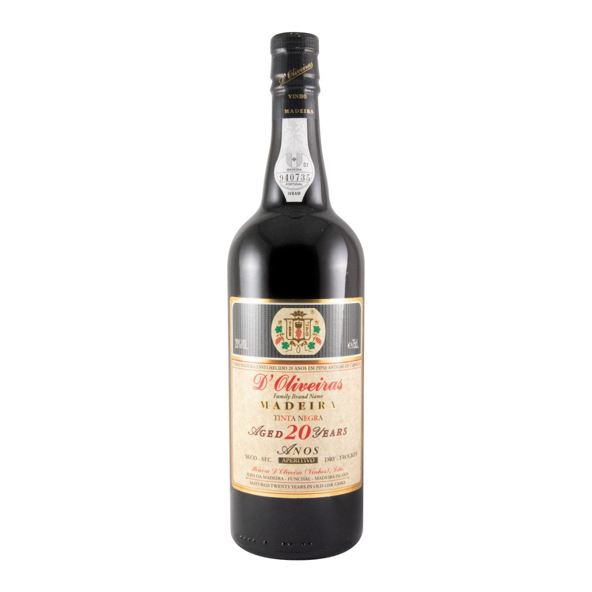 D'Oliveiras 20 Year Old Tinta Negra Dry Madeira Wine 750ml 20% ABV